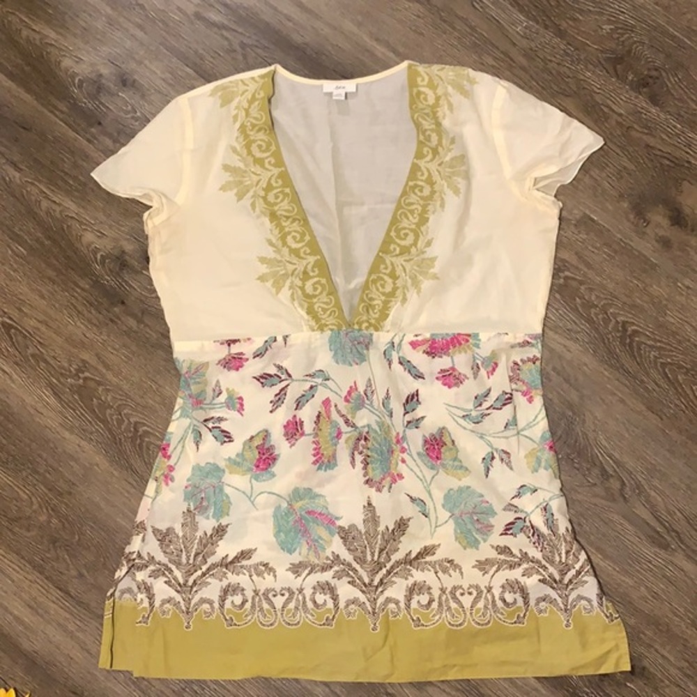 J. Jill Deep V Baby Doll Short Sleeve Shirt
